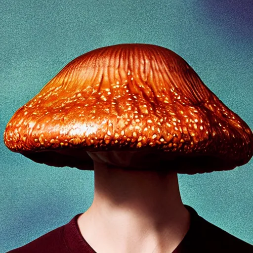 Prompt: cover art alien mushroom model girl side view photography model full body style of jonathan zawada, thisset colours simple background objective