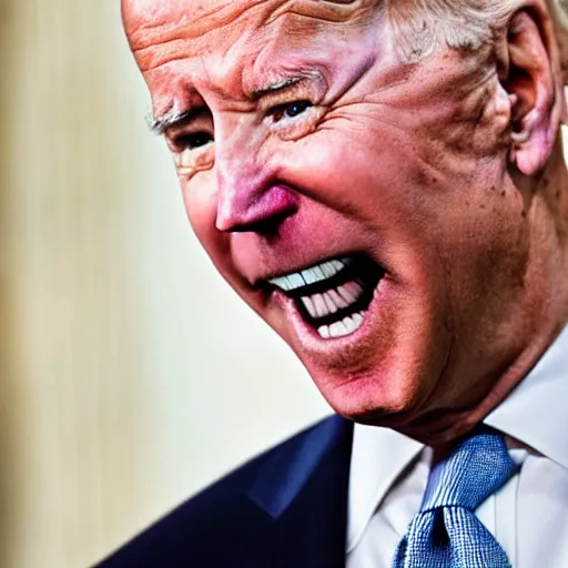 Image similar to closeup of Joe Biden with his tongue sticking out