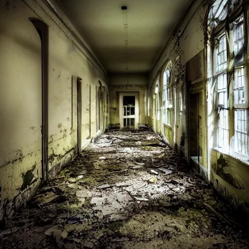 Image similar to something lurking in the dark shadows of an abandoned asylum