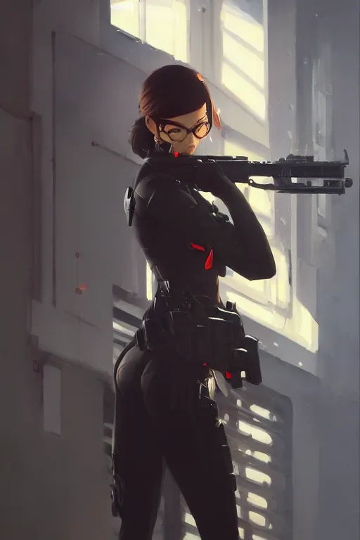 Image similar to a ultradetailed beautiful panting of a stylish swat woman, oil painting, by ilya kuvshinov, greg rutkowski and makoto shinkai, trending on artstation