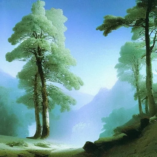 Image similar to aivazovsky's painting. forest landscape. oil on canvas, a masterpiece in the style of aivazovsky.