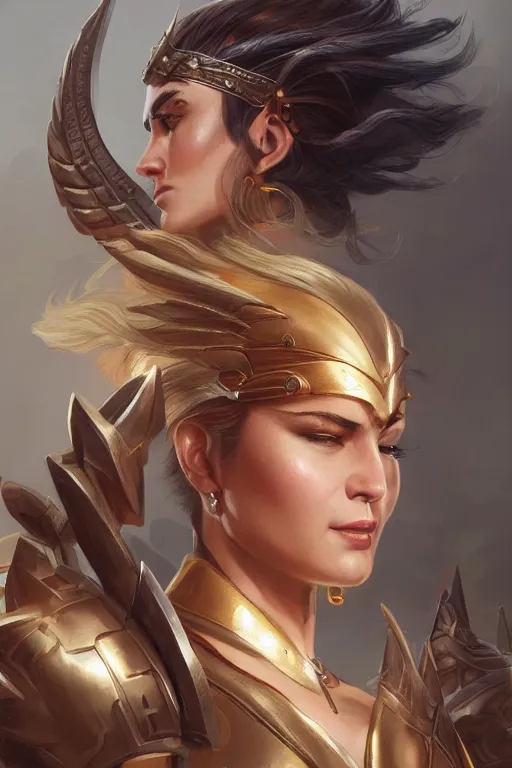 Image similar to amazon valkyrie athena, d & d, fantasy, portrait, highly detailed, headshot, digital painting, trending on artstation, concept art, sharp focus, illustration, art by artgerm and greg rutkowski and magali villeneuve