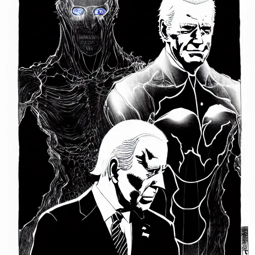 Image similar to Joe Biden looking sinister, by Tsutomu Nihei, highly detailed