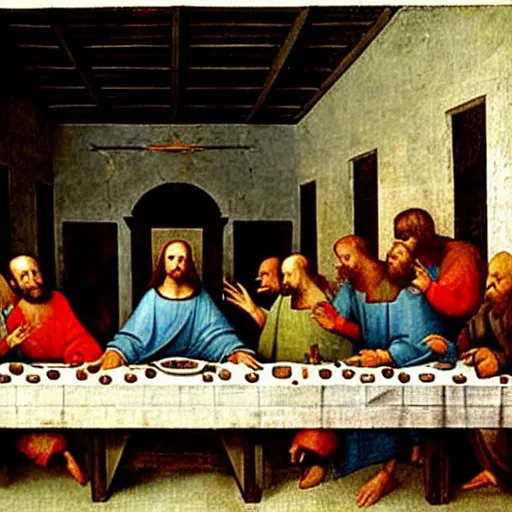 Image similar to The Last Supper painting by Hieronymus Bosch