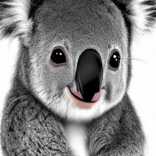 Prompt: Nathan Fillion as a very cute koala, photorealistic digital art, hyper detailed