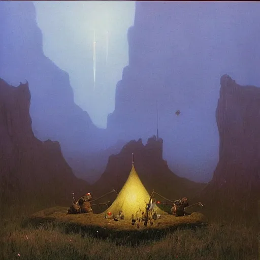 Prompt: !dream beksinski goblin camping