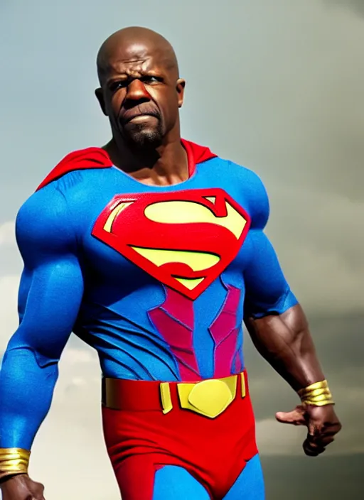 Image similar to film still of Terry Crews as Superman in Superman, 4k