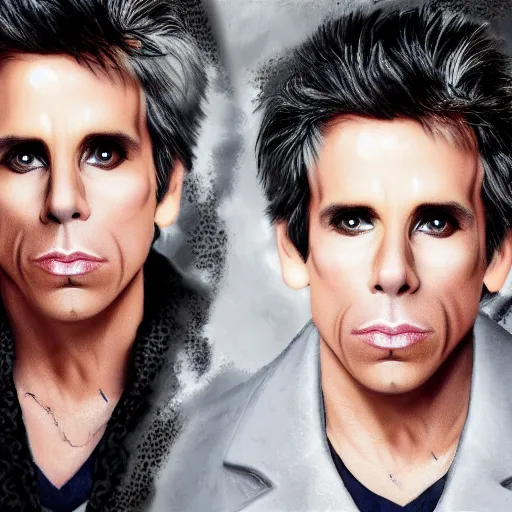 Prompt: a detailed portrait of Ben Stiller Zoolander, 8k, ornate, intricate