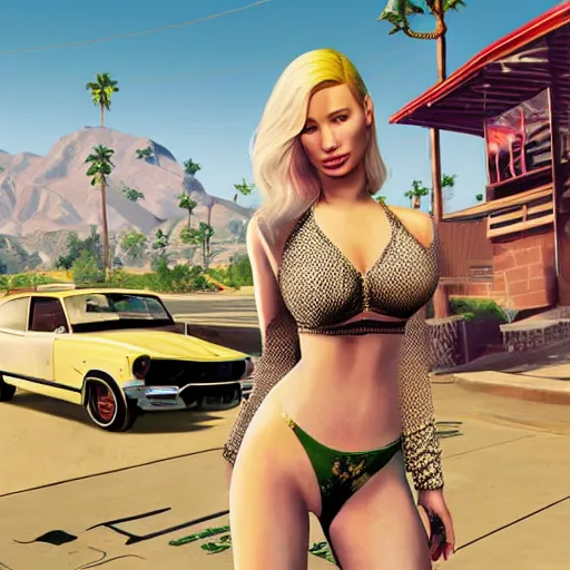 Image similar to Iggy Azalea in GTA V cover, rockstar games, no text,