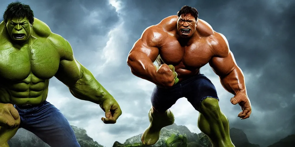 Prompt: dwayne johnson as incredible hulk, highly detailed, environmental light, cinematic by francis tneh