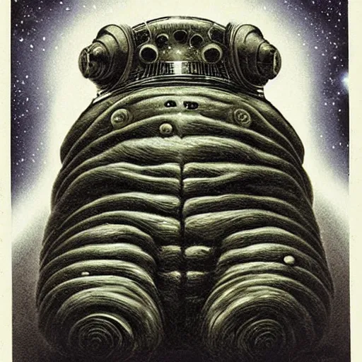 Image similar to the alien cosmic transcendent tardigrade that awaits you at the end of all of space and time. by les edwards and ansel adams