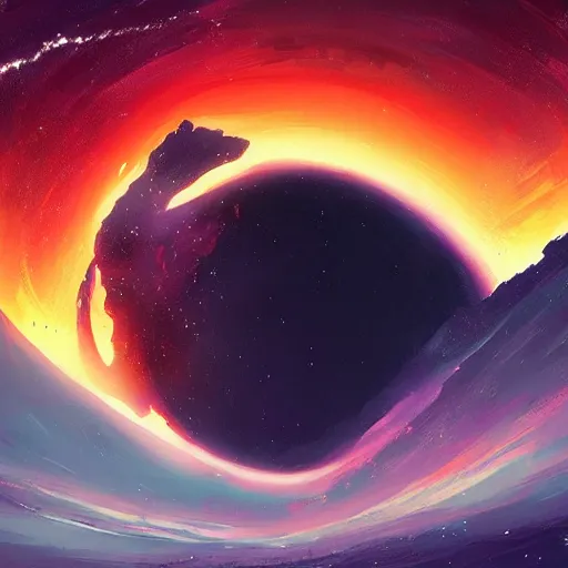 Prompt: a black hole in space, by anato finnstark, by alena aenami, by john harris, by ross tran, by wlop, by andreas rocha