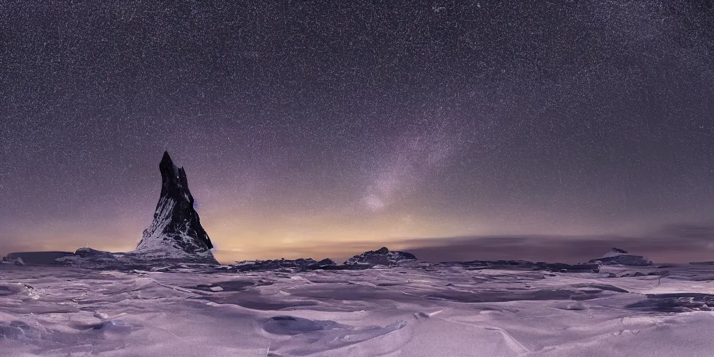 Prompt: time-lapse of landscape night sky!!, Antarctica, sharp focus, intricate, super wide angle, 4K