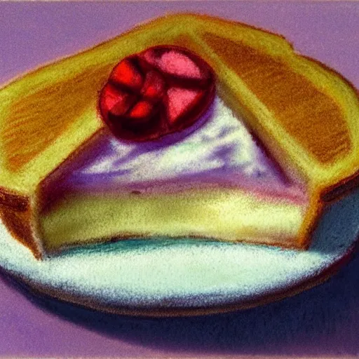 Image similar to beautuful pastel of a camembert in nyc, style of sempe,