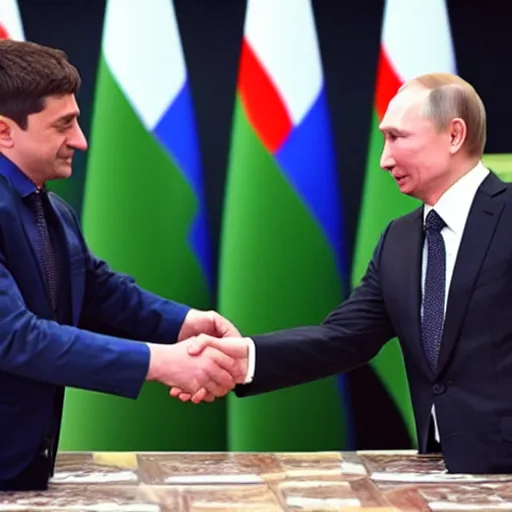 Image similar to putin shaking hand with zelensky