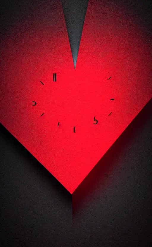 Image similar to a melting Roman numeral clock, behind a red and black gradient background, awith a black heart shaped on the top left corner and a black diamond card shape in the bottom right corner, dynamic lighting, photorealistic fantasy concept art, trending on art station, stunning visuals, cinematic, creative, ultra detailed