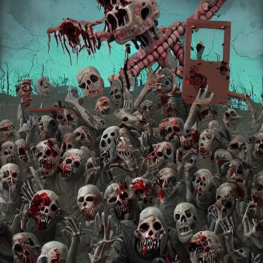 Prompt: zombie apocalypse by dalmiro buigue, detailed