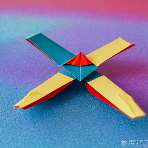 Prompt: x - wing in origami!!, ( colorful ) macro photo 5 d mk 2, bokeh