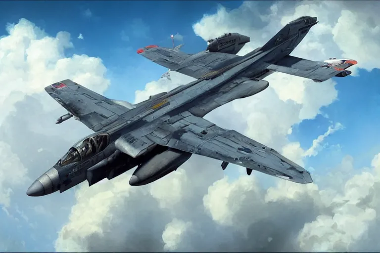 Image similar to A-10 Thunderbolt flying in the sky, blue sky, white clouds, highly detailed, digital painting, artstation, concept art, sharp focus, illustration, art by artgerm and greg rutkowski and alphonse mucha