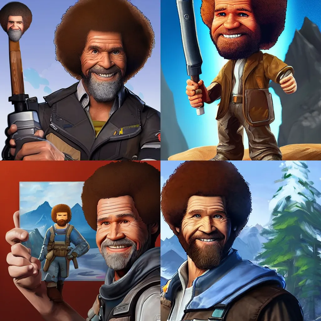 Prompt: Bob Ross as an Apex Legends character