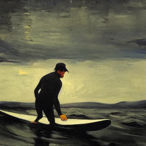 Image similar to “ surfing on the hudson river, hudson river school, by george bellows ”