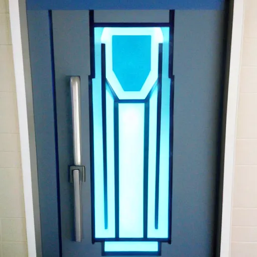 Image similar to a blue hexagonal door from the movie tron : legacy