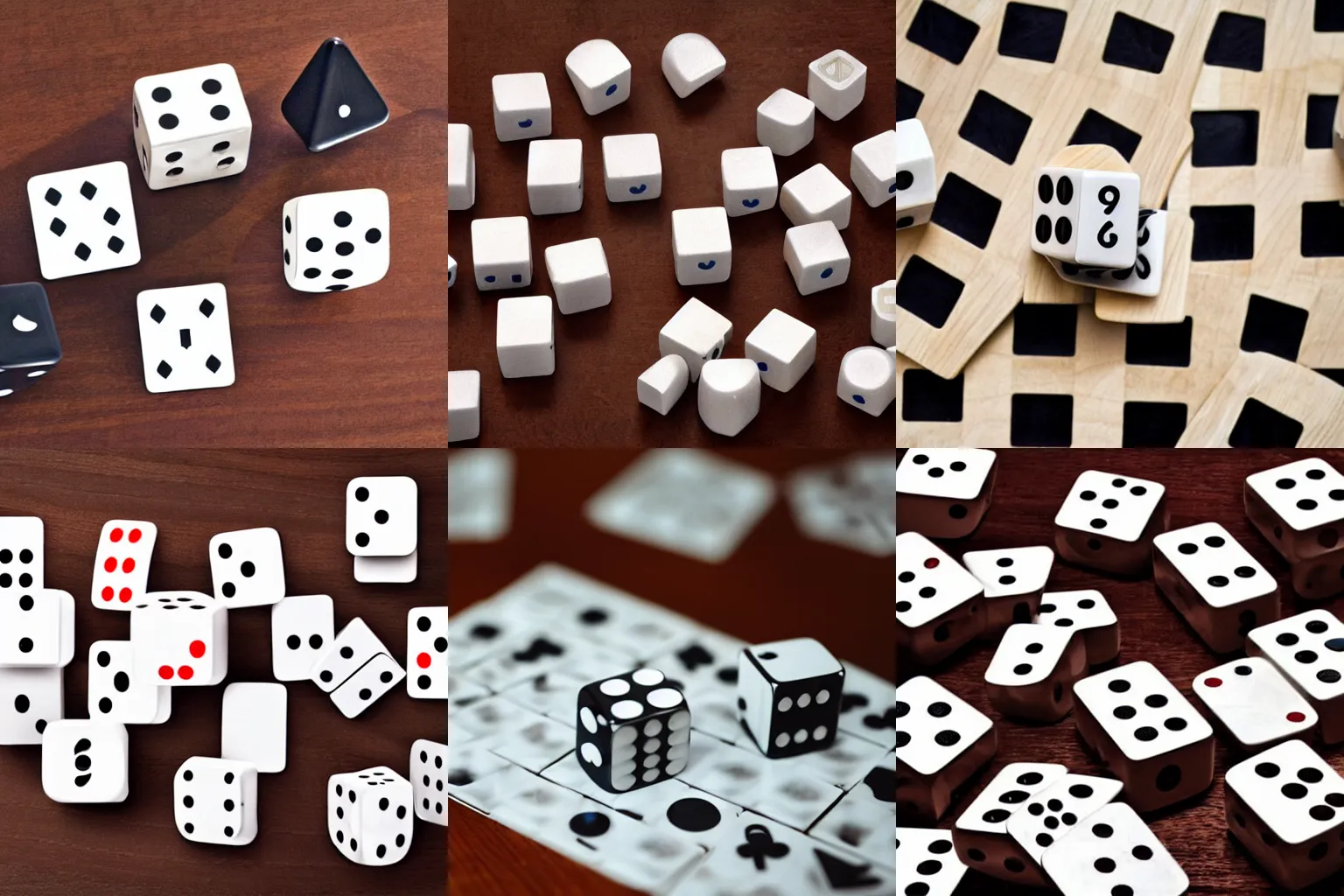 Prompt: dices, cubes on table
