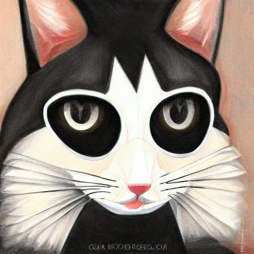 Prompt: anthropomorphic cat. evil. portrait. art