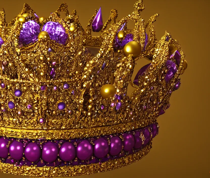 Prompt: Still life photo studio, golden crown adorned with multicolored gems, hyperdetailed, unreal engine, 8k