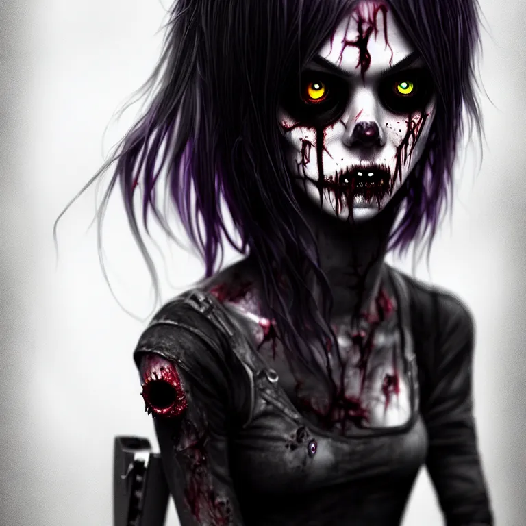 Image similar to epic professional digital art of emo zombie, best on artstation, cgsociety, wlop, cosmic, epic, stunning, gorgeous, much detail, much wow, masterpiece