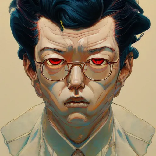 Image similar to prompt : soviet doomer portrait soft light painted by james jean and katsuhiro otomo and erik jones, inspired by akira anime, smooth face feature, intricate oil painting, high detail illustration, sharp high detail, manga and anime 1 9 9 9