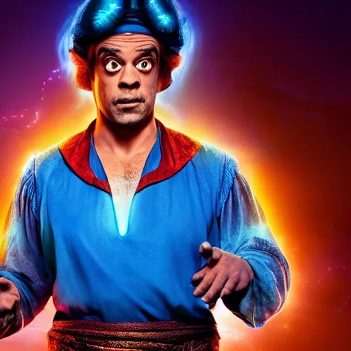 Prompt: doc brown as genie in the movie aladdin, movie still 8 k hdr atmospheric lighting