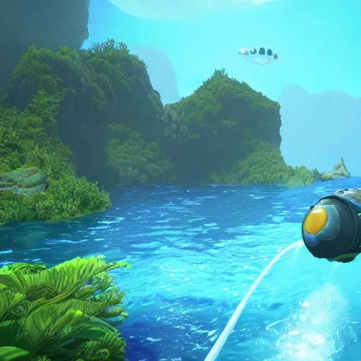 Image similar to subnautica in game screenshot, unreal engine, 1k. low res