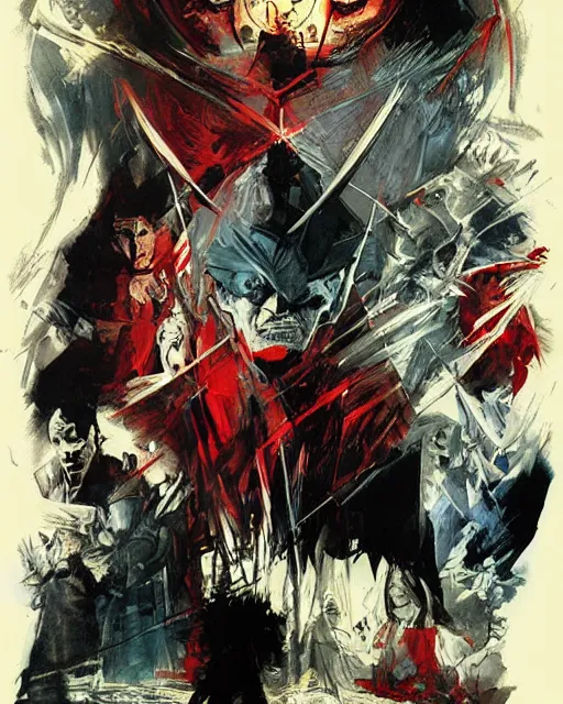 Image similar to the art of war poster by bill sienkiewicz and jaime jones