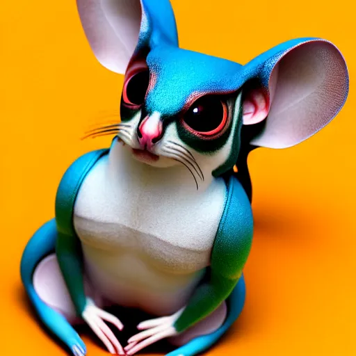 Image similar to full shot of a sugar glider android character:: by Martine Johanna and Simon Stålenhag and Chie Yoshii and Casey Weldon and Guillermo del toro :: ornate, dynamic, particulate, rich colors, intricate, elegant, highly detailed, centered, artstation, smooth, sharp focus, octane render, 3d
