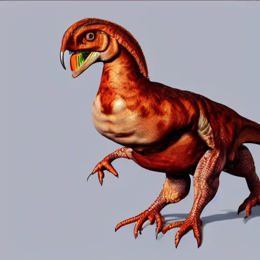 Prompt: A Chicken-Allosaurus crossbreed!!!!, illustrated by Antoine Verney-Carron and J. Lesaffre, trending on artstation, 4k, 8k, artstation 3d render, artstation 3d, artstation graphics, artstation lighting