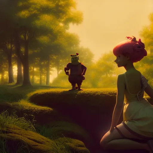 Prompt: shrek by tom bagshaw and ilya kuvshinov, rtx reflections, octane render 1 2 8 k, extreme high intricate details by wlop, digital anime art by ross tran, wide shot, close up shot, composition by sana takeda, dramatic lighting by greg rutkowski