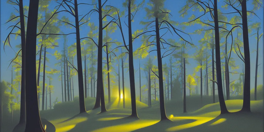 Image similar to dark forest, summer evening, kenton nelson