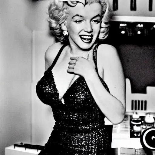 Image similar to marilyn monroe on the dj decks