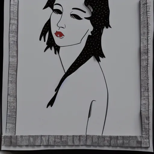 Image similar to a sensual girl made of folded paper,