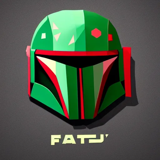 Image similar to vector, low poly, boba fett icon, digitalart, cgstation, artstation