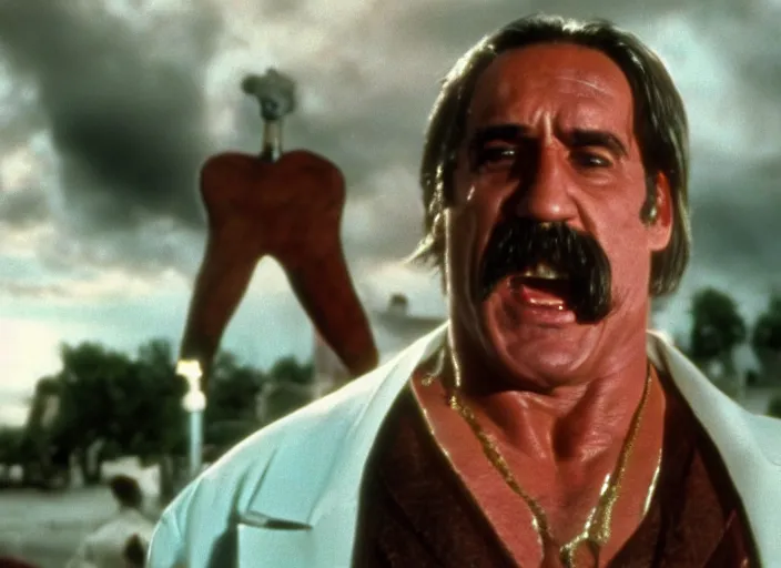 Prompt: film still of Hulk Hogan as Doc Holiday in Tombstone 1993, 4k