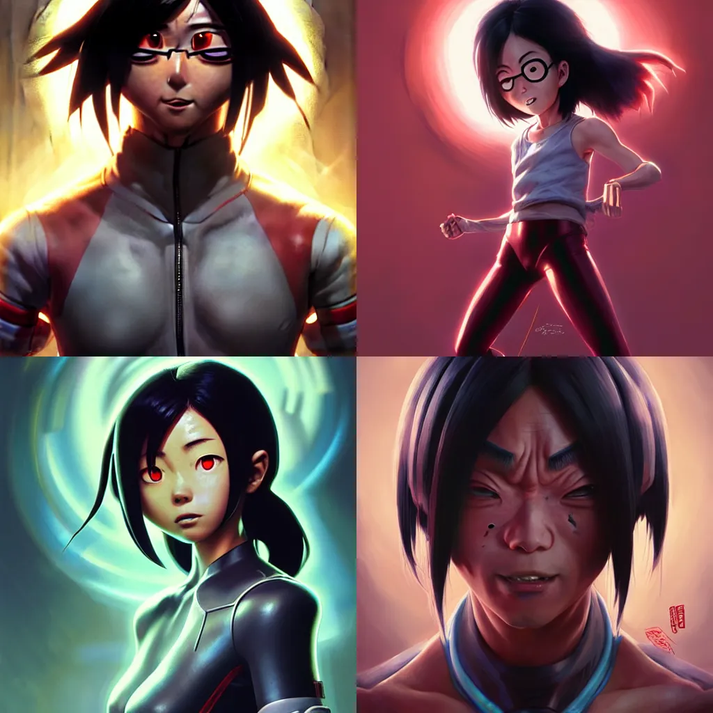 Prompt: crazy asian man as the character of alita by artgrem, greg rutkowski, ross tran, kuvshinov