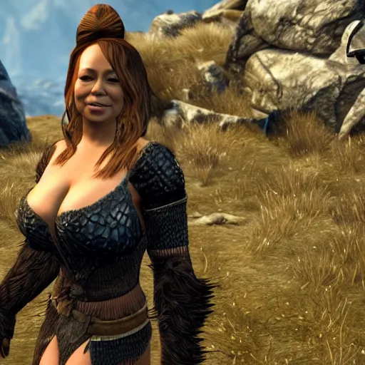 Prompt: mariah carey in skyrim, official screenshot, 4 k