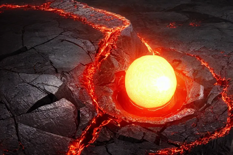 Prompt: the earth cracked in the middle exposing a melting core of lava, dark souls inspired, elden ring inspired, octane render, rtx, unreal engine 5, digital painting, trending on artstation, highly detailed, epic composition, 8 k uhd