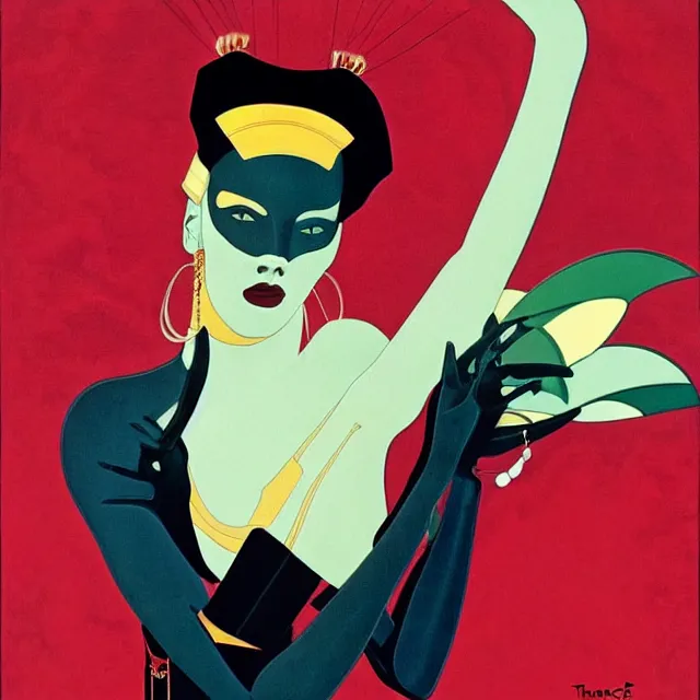 Image similar to a portrait of grace jones as queen amidala of naboo, art by thomas cooper gotch and patrick nagel and erte, star wars art deco, art nouveau