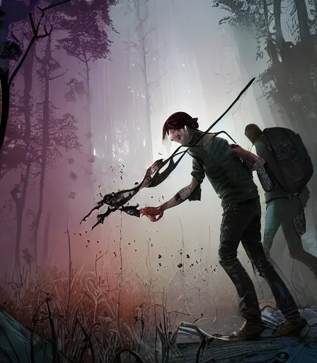 Prompt: Tim Burtons style The Last of Us by Alex Pardee and Nekro and Petros Afshar, and James McDermott,unstirred paint, vivid color, cgsociety 4K