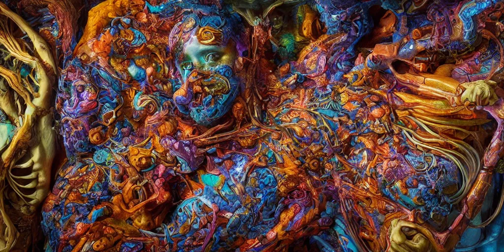 Image similar to dreamscape, mike franchina, vivid colors, anatomical, highly detailed sculpture, intricate detailed, ommatidia, 8 k, cinematic atmosphere, post - processing