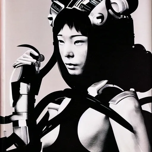 Prompt: A Japanese-French cyborg, portrait, Taschen, by David Bailey