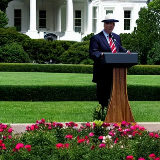 Image similar to Matt Drudge speaking in the Rose Garden. White House Photo.
